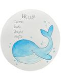 Hand Drawn Birth Stat “Baby Blue Whale”