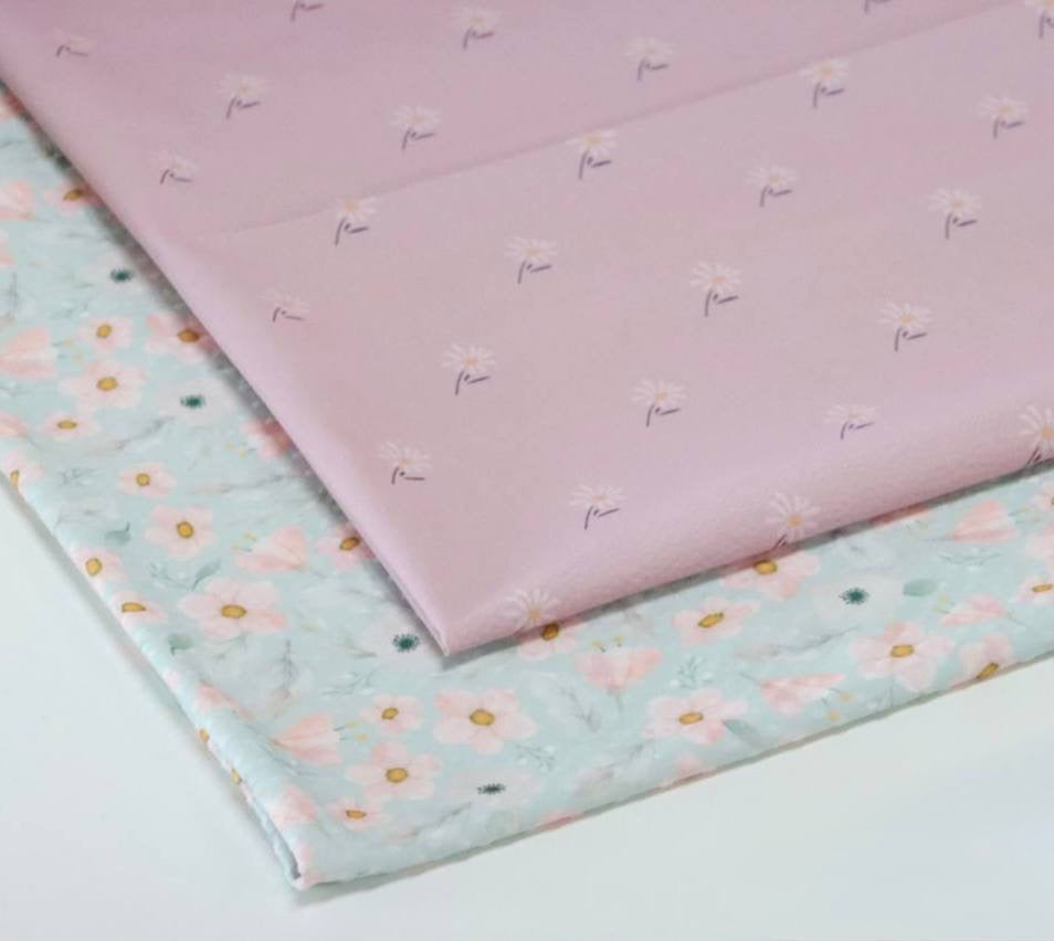 Seersucker Poly Rose Pink Minimal Daisy by the Half Yard