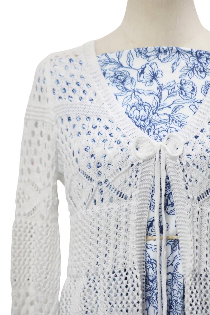 EXCLUSIVE Butter knit Cobolt dainty floral sketch by the half yard