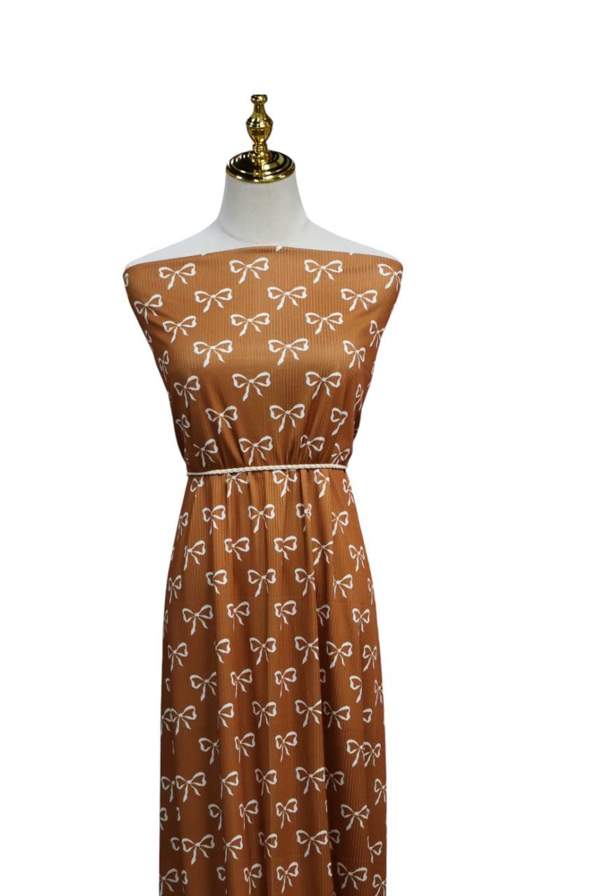 Exclusive Narrow Rib Caramel Whimsical Bows by the Half Yard