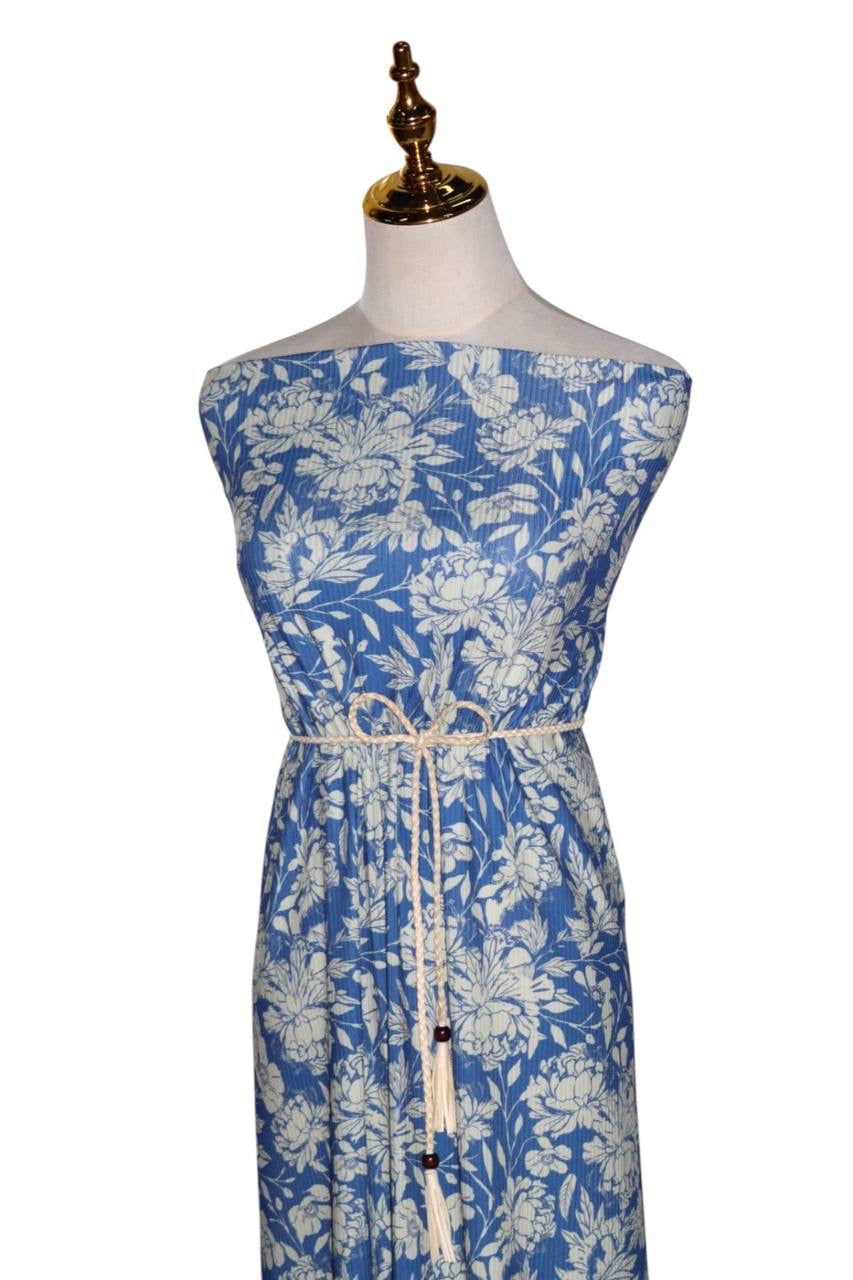 Narrow Rib Royal Blue Timeless Peony by the Half Yard