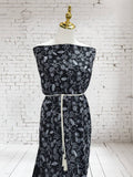 Black Textured Embroidery Design                                                                      Linen Look 100% polyester by the half yard