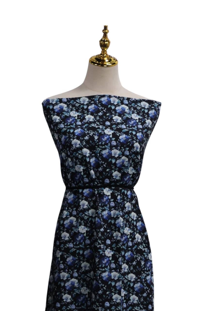 EXCLUSIVE Pineskin Azure Garden Posies by the half yard