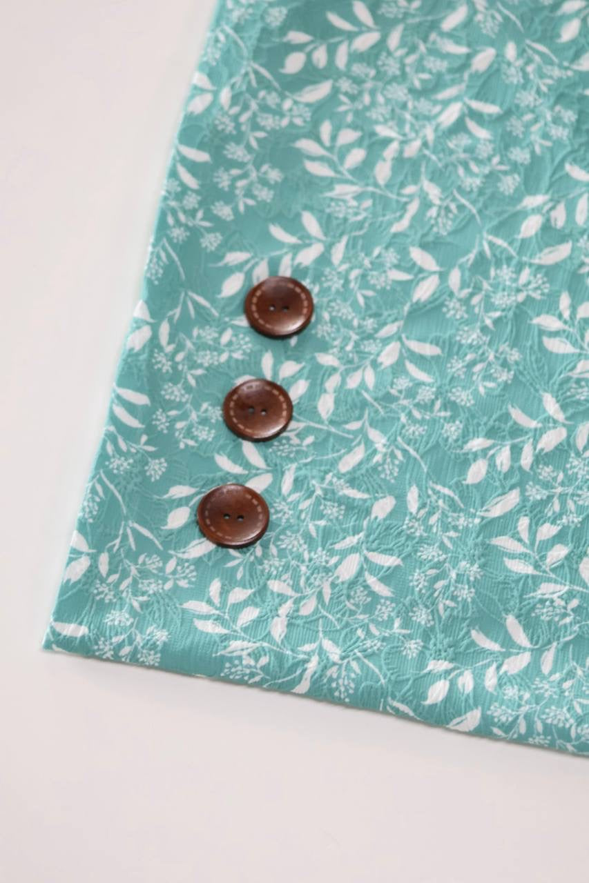 Exclusive Jaquard Poly Aqua Elegant Leaf by the Half Yard