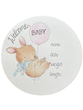 Hand Drawn Birth Stat “Baby Bunny & Balloon”