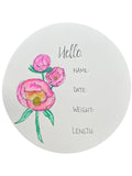 Hand Drawn Birth Stat “Pink Peony”