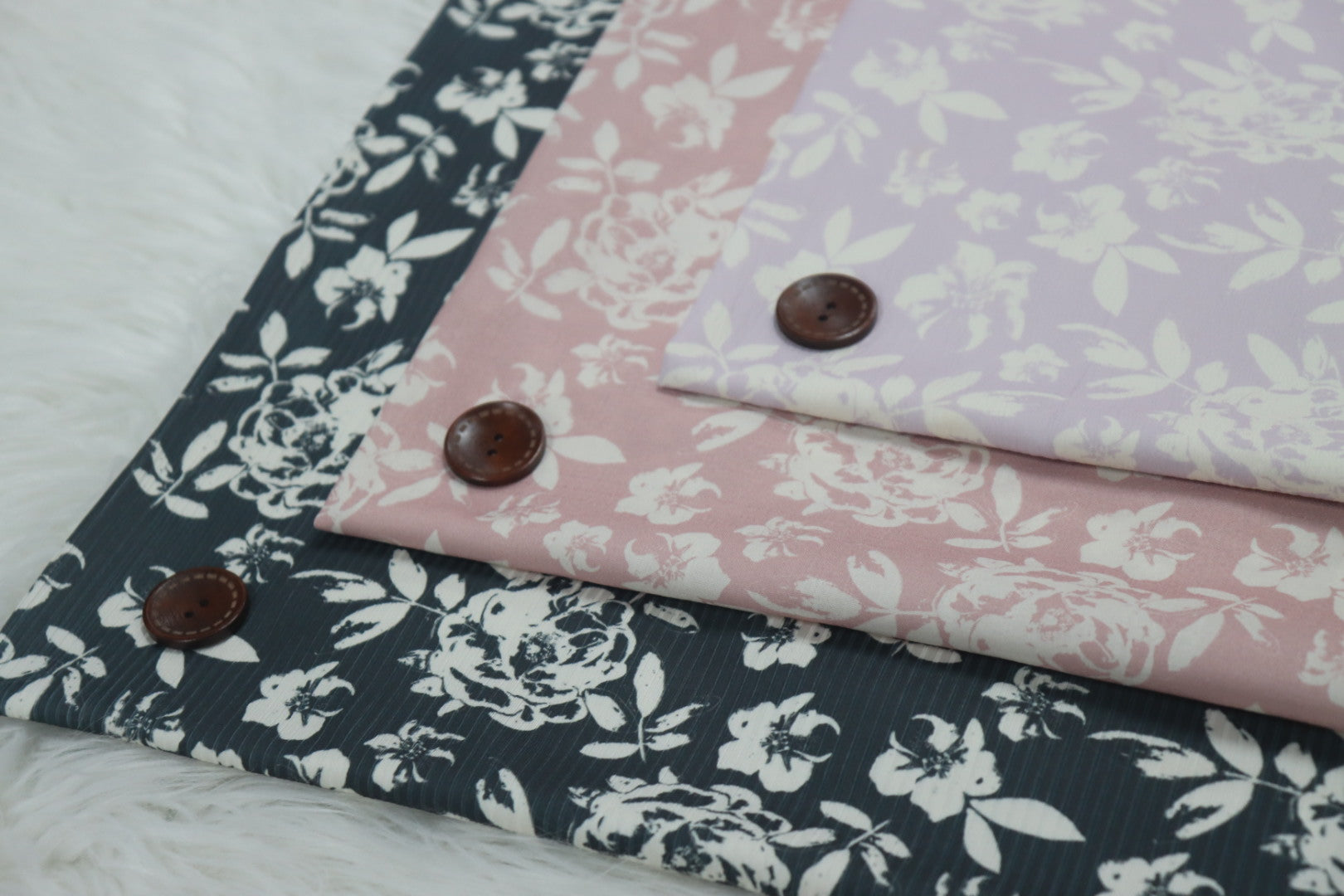Stenciled White Peony  
”Bubblegum”  Feather Poly by the half yard