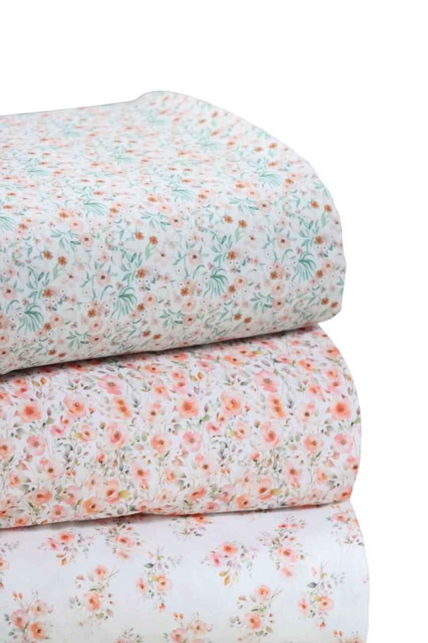 Linen look Poly Peach Meadow Mist by the half yard