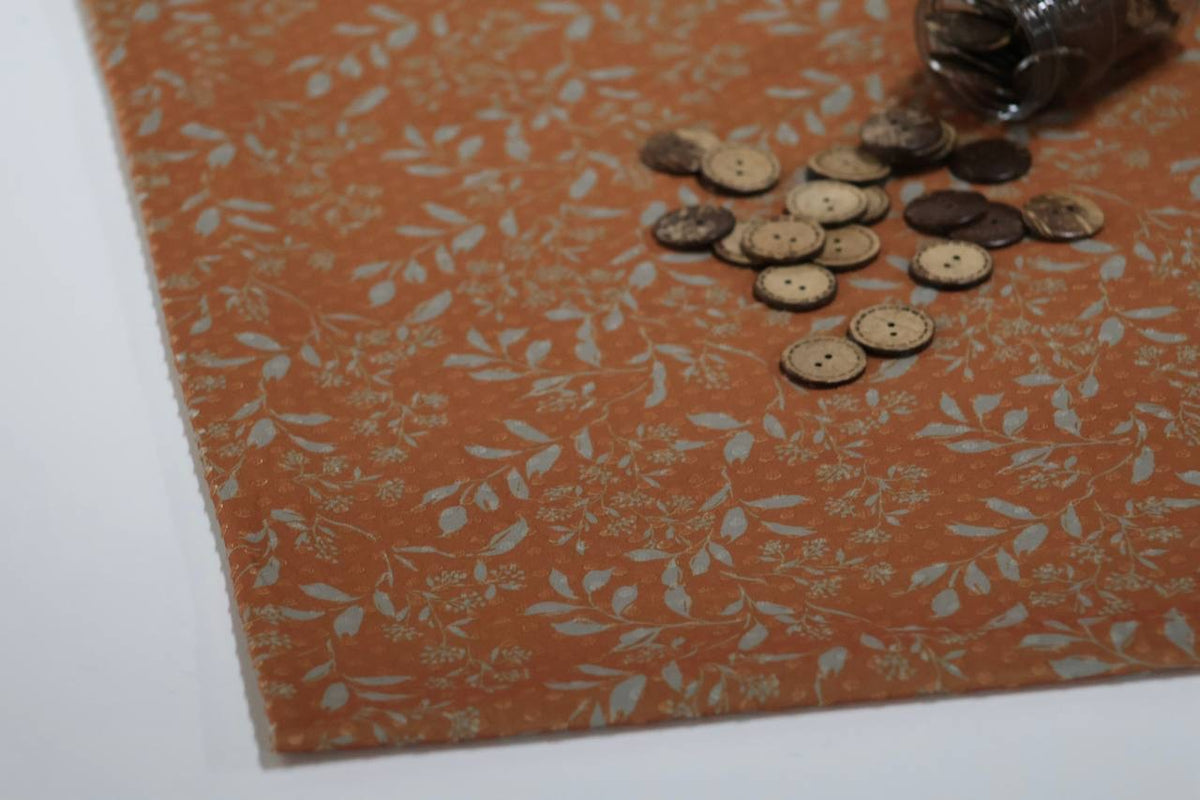 Exclusive Swiss dot Knit Pumpkin Elegant Leaf by the Half Yard