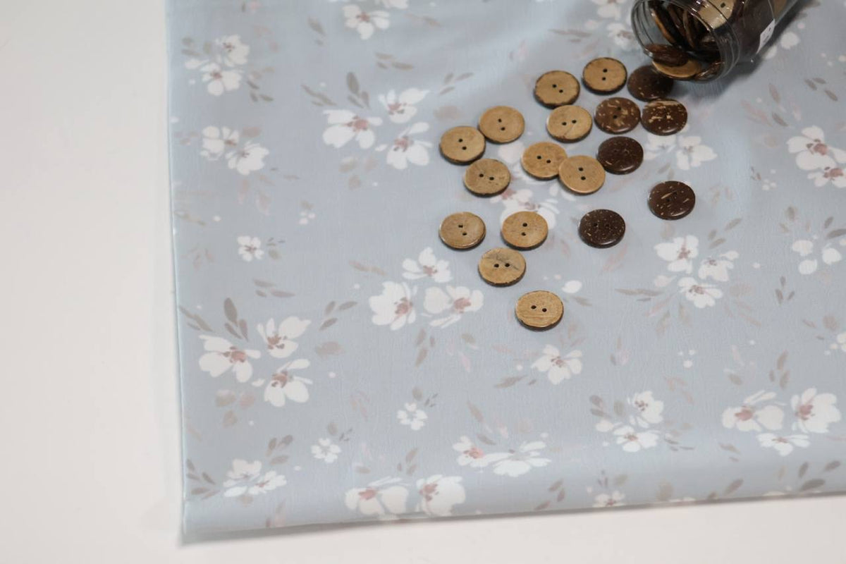 Exclusive Poly Crepe Stretch Powder Blue Painted Cosmos by the Half Yard