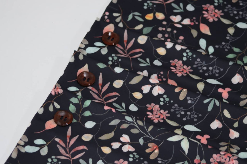 Butter knit Black Coral Foliage by th half yard