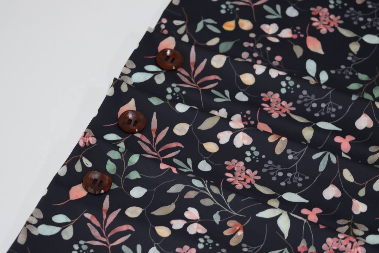 Butter knit Black Coral Foliage by th half yard