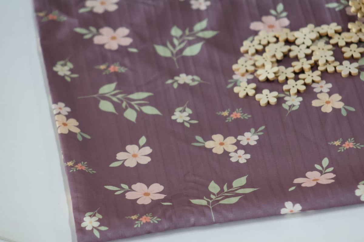 Exclusive Raised Poly Pinestripe Muted Plum Subtle Blooms by the Half Yard