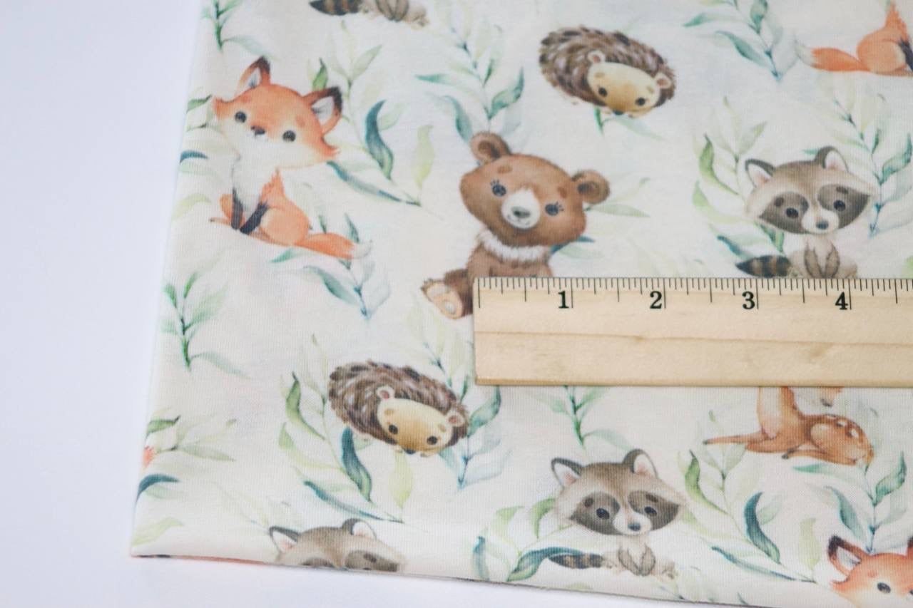 Cotton Spandex Woodland Animal by the half yard