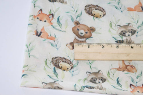 Cotton Spandex Woodland Animal by the half yard