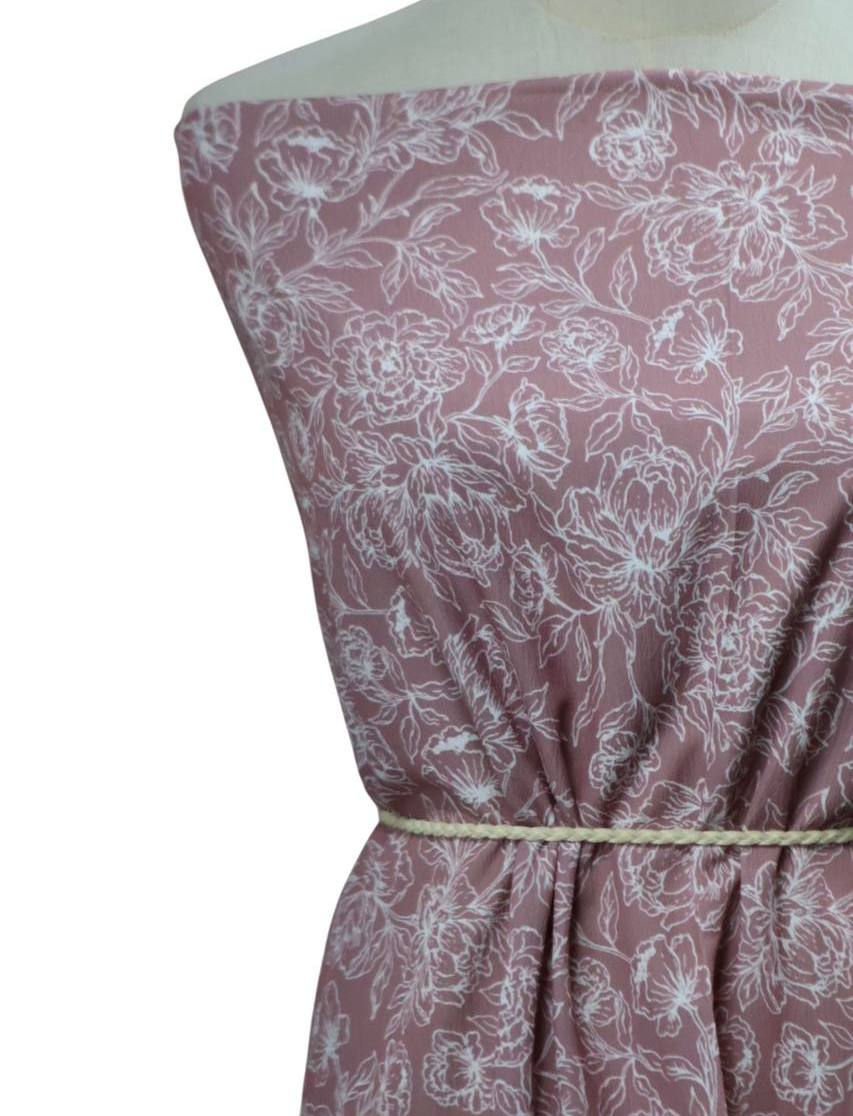 EXCLUSIVE Pineskin Ash Rose dainty floral sketch by the half yard