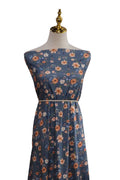 EXCLUSIVE Muted Teal Narrow Rib Floral by the half yard