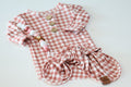 Mauve Gingham Brushed rib       Handmade Knotted Gown