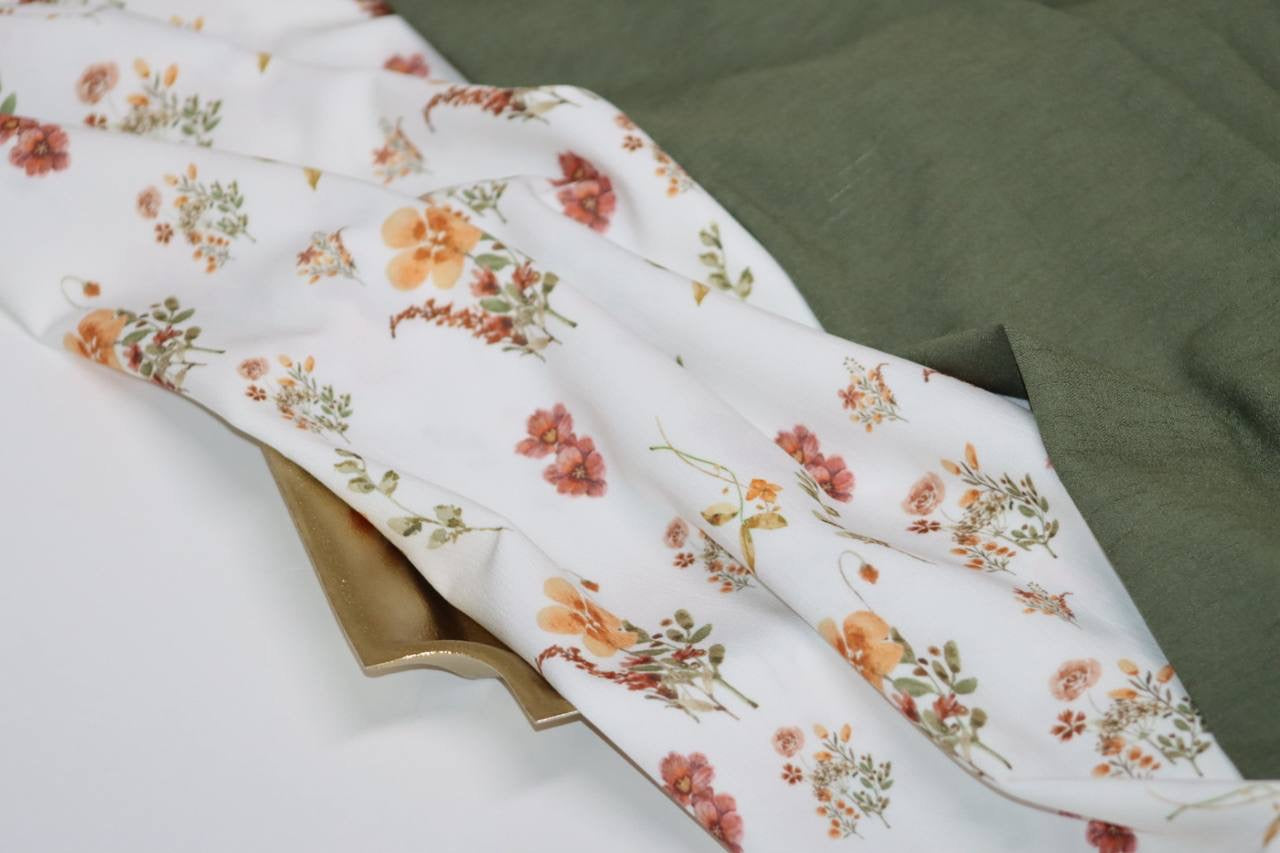 Cloud Poly White Fall Sprigs by the Half Yard