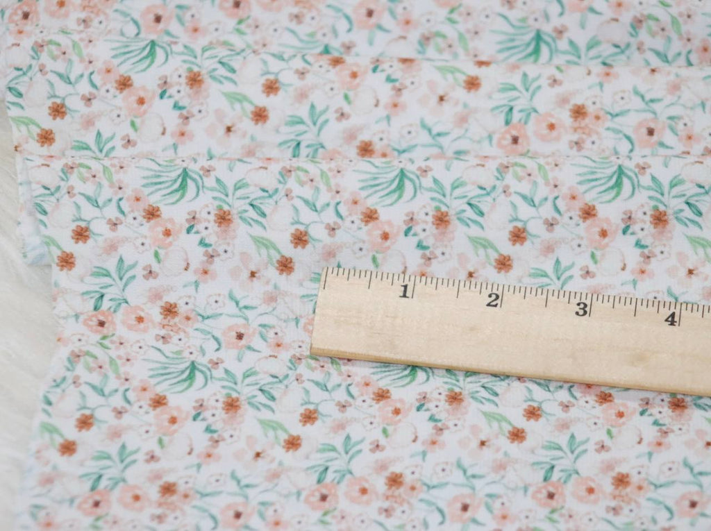 Linen look Poly Peach Meadow Mist by the half yard