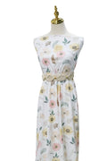 Narrow Rib White Botanical Sunflower by the Half Yard
