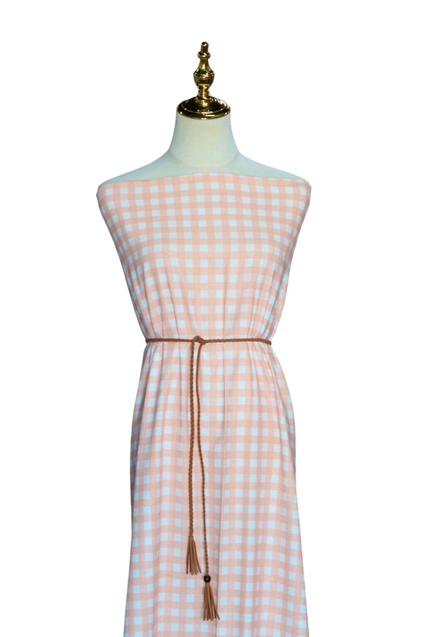 Diamond Swiss Dot Pretty Peach Gingham by the Half Yard