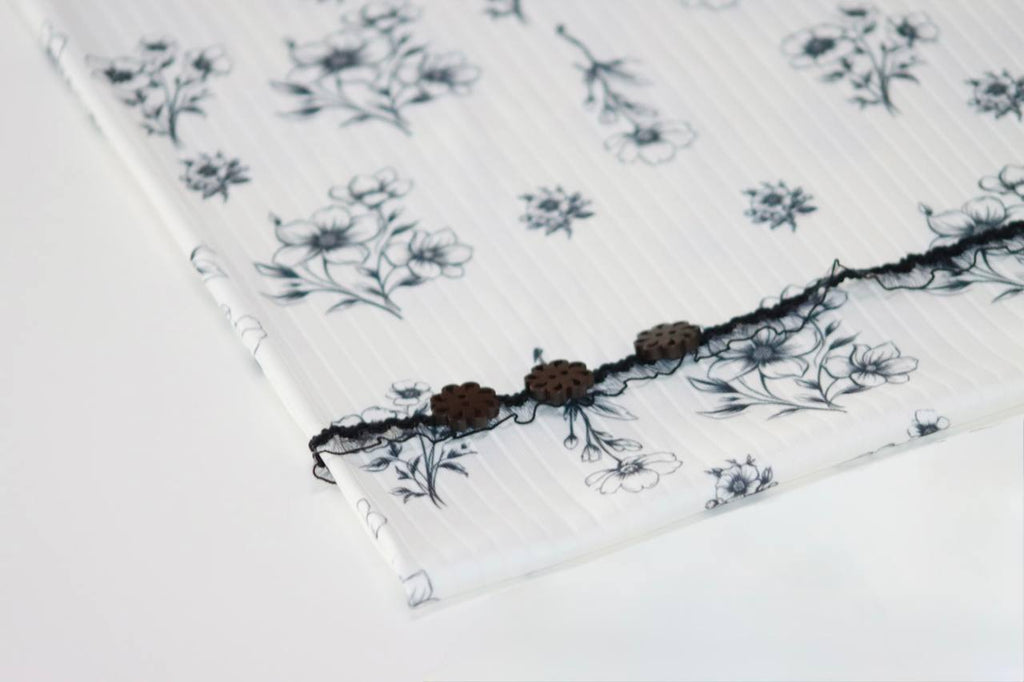 Wide rib White Dreamy Floral  by the half yard