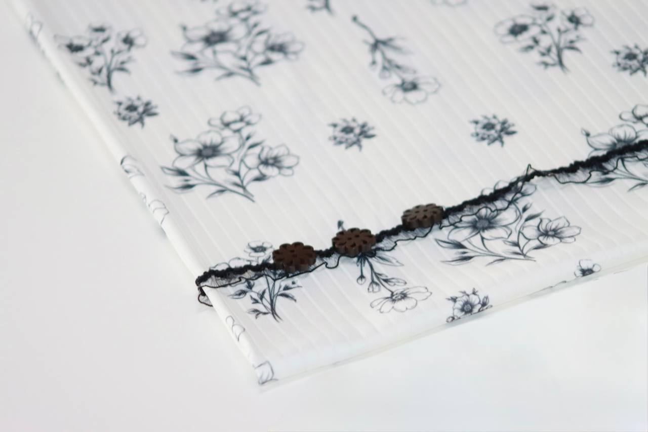 Wide rib White Dreamy Floral  by the half yard