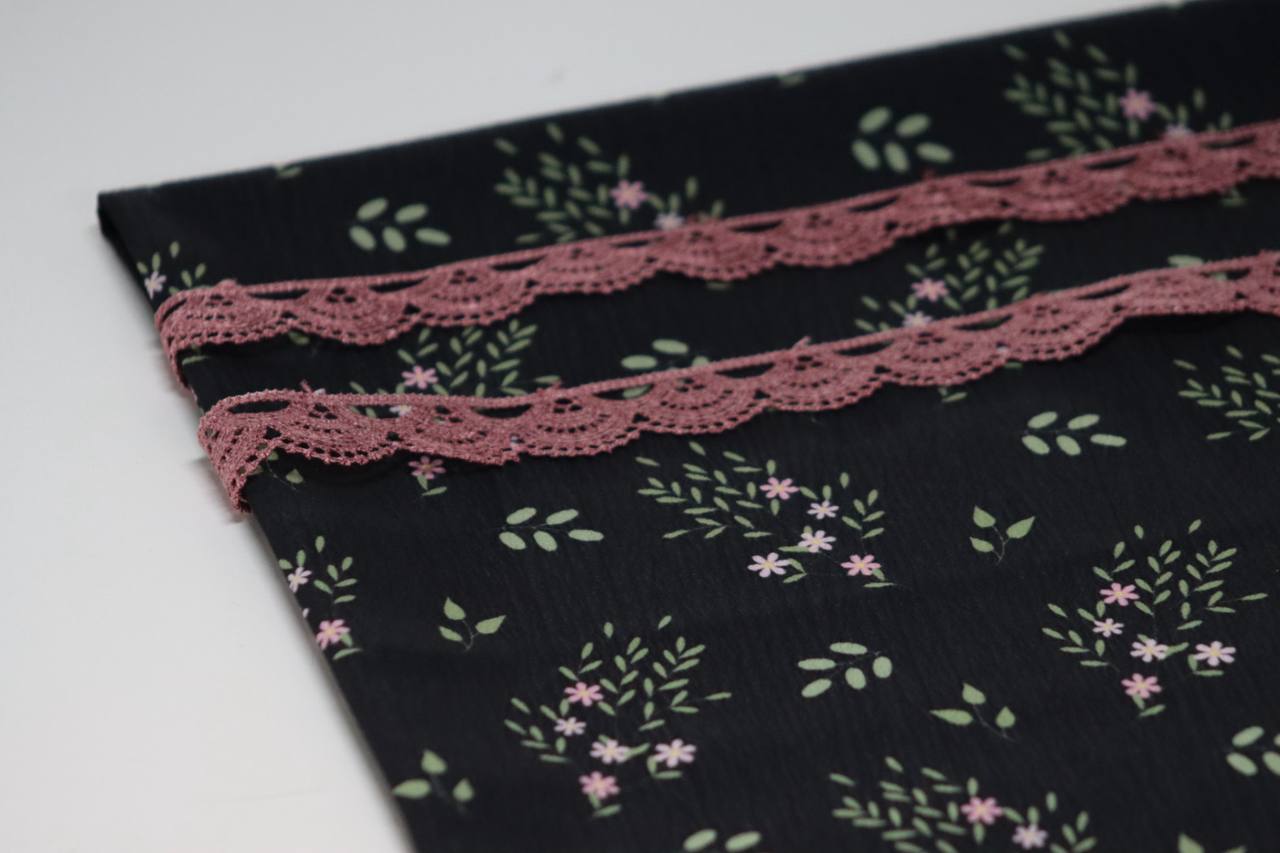 Pineskin Black Ditsy Sprigs by the half yard