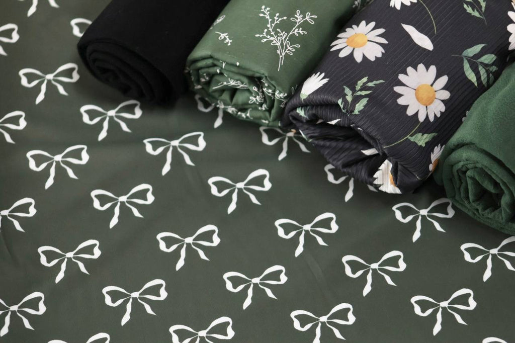 Exclusive Butter Knit Moss Whimsical Bows by the Half Yard