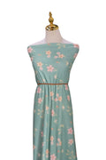 Exclusive Narrow Rib Coastal  Jade Subtle Blooms by the Half Yard