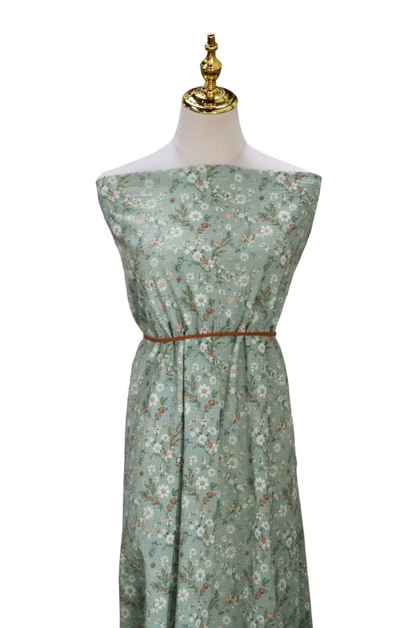 Exclusive Pucker Poly Sage Vintage daisy by the Half Yard