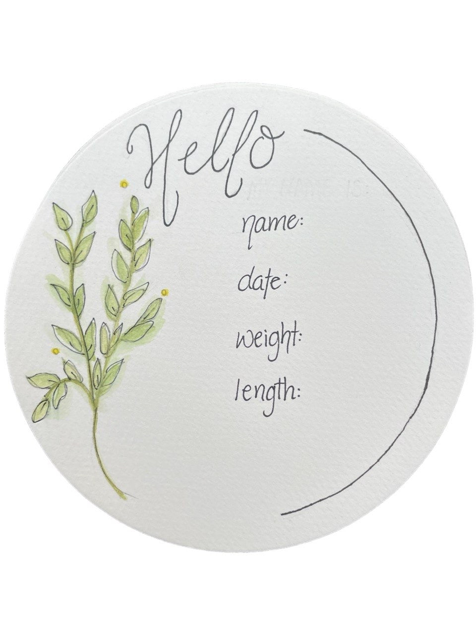 Hand Drawn Birth Stat “Green Sprigs”