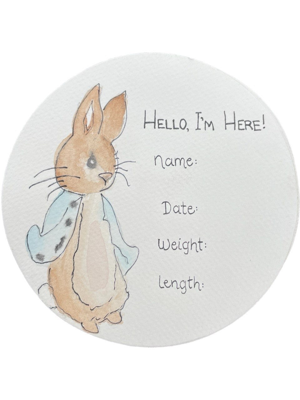 Hand Drawn Birth Stat “Peter Rabbit”