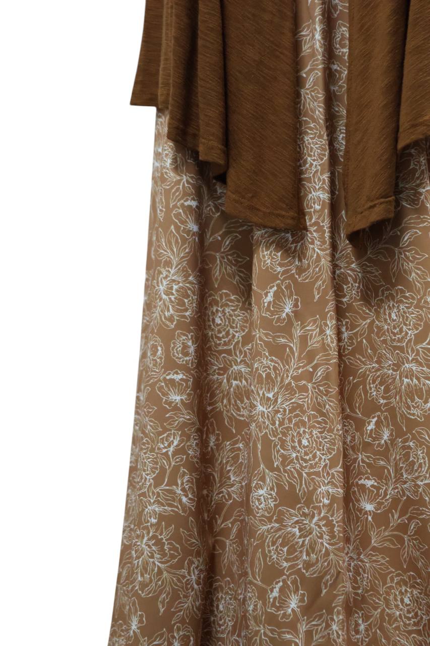 EXCLUSIVE Butter knit  Carmel dainty floral sketch by the half yard