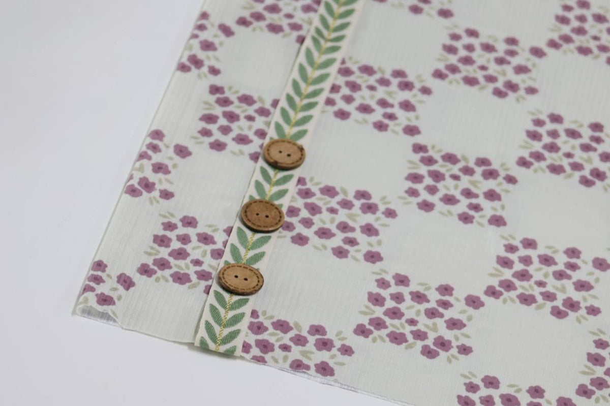 EXCLUSIVE Narrow rib Mauve Watercolor floral Checks by the half yard