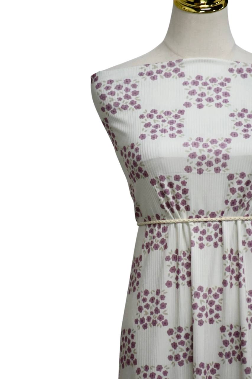 EXCLUSIVE Narrow rib Mauve Watercolor floral Checks by the half yard