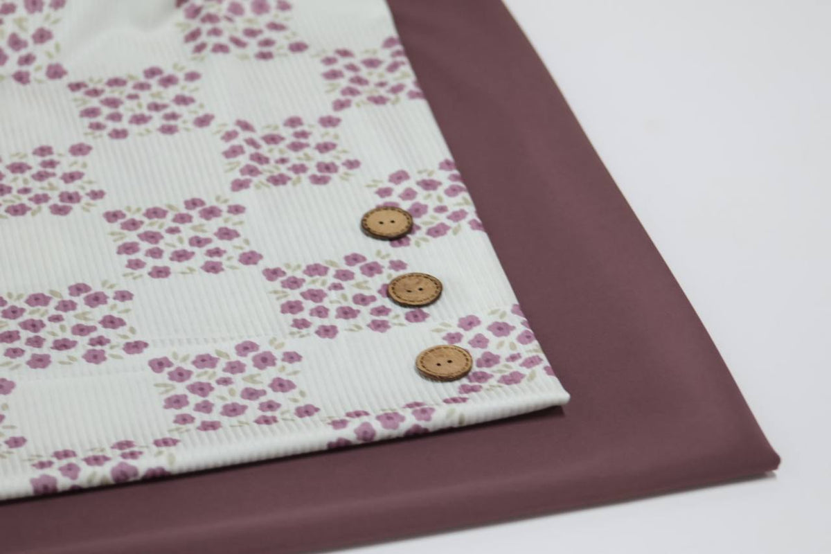 EXCLUSIVE Narrow rib Mauve Watercolor floral Checks by the half yard