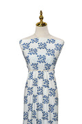 EXCLUSIVE Narrow rib Sapphire Watercolor floral Checks by the half yard