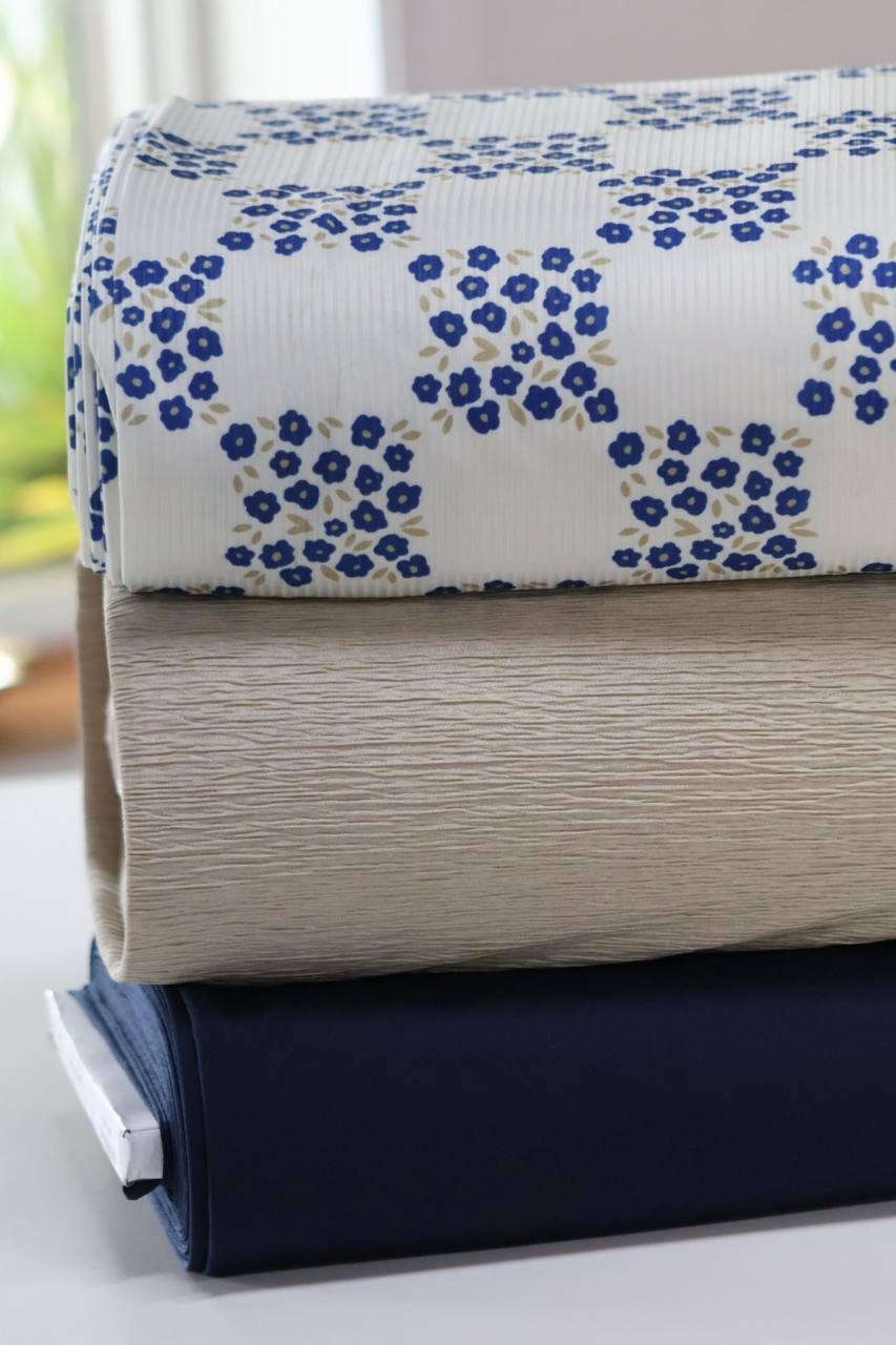 EXCLUSIVE Narrow rib Sapphire Watercolor floral Checks by the half yard