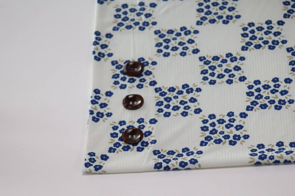 EXCLUSIVE Narrow rib Sapphire Watercolor floral Checks by the half yard