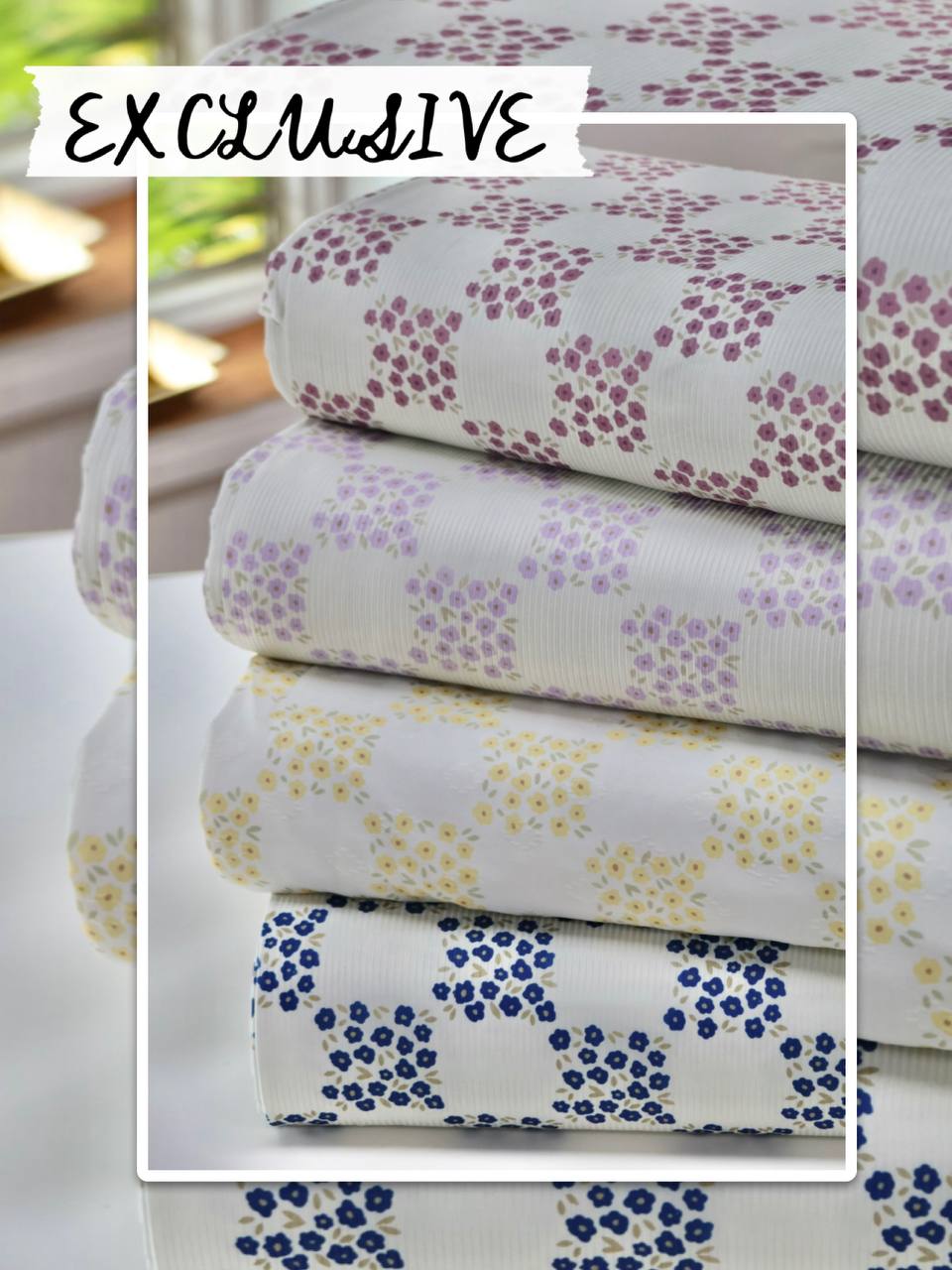 EXCLUSIVE Narrow rib Wisteria Watercolor floral Checks by the half yard