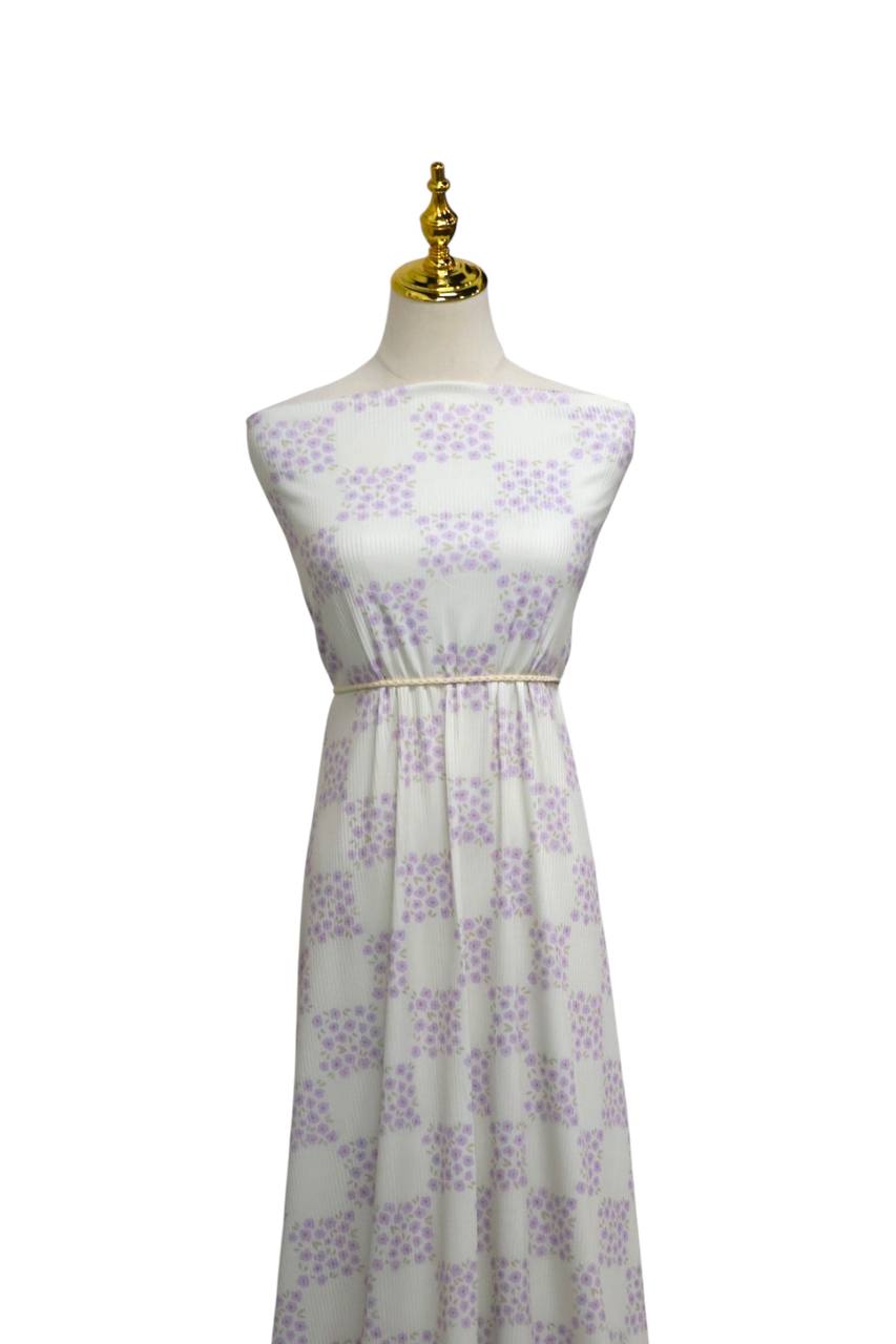 EXCLUSIVE Narrow rib Wisteria Watercolor floral Checks by the half yard
