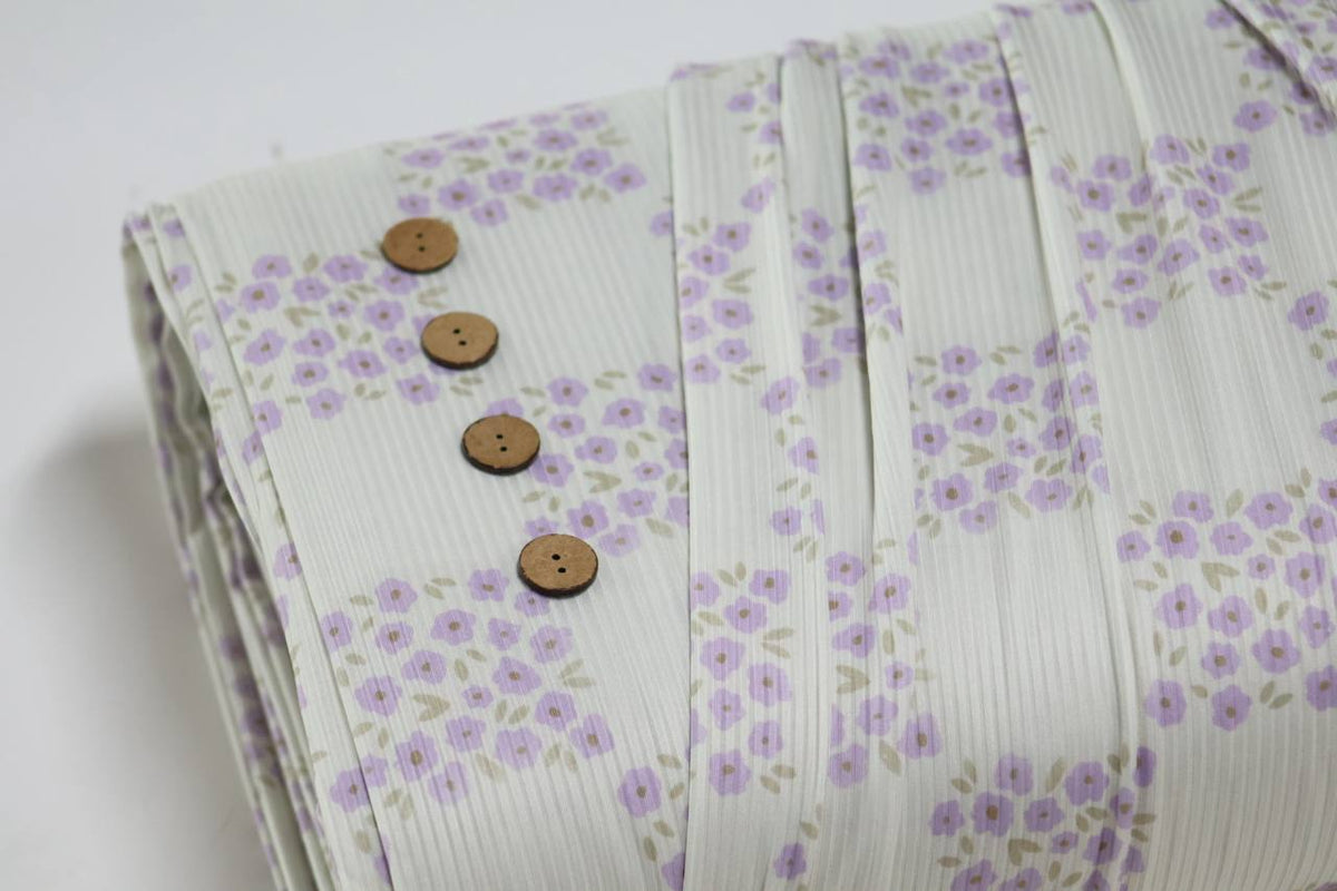 EXCLUSIVE Narrow rib Wisteria Watercolor floral Checks by the half yard