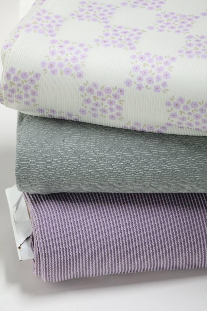 EXCLUSIVE Narrow rib Wisteria Watercolor floral Checks by the half yard