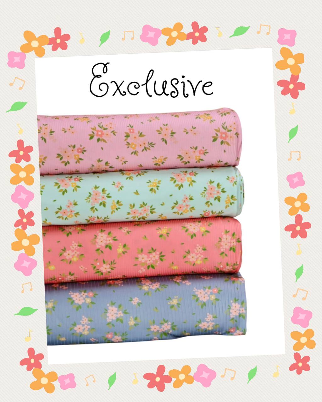 Exclusive Wide rib Misty blue blossoms by the half yard