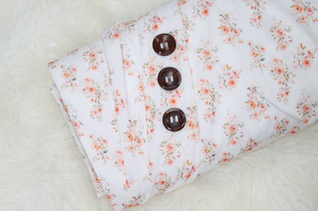 Peach Watercolor Floral Summer Crush by the half yard