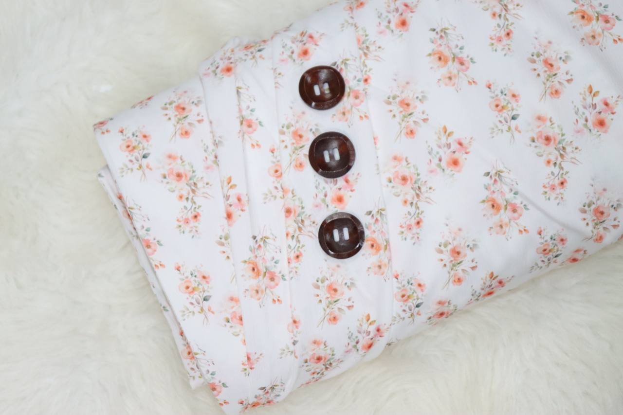 Peach Watercolor Floral Summer Crush by the half yard
