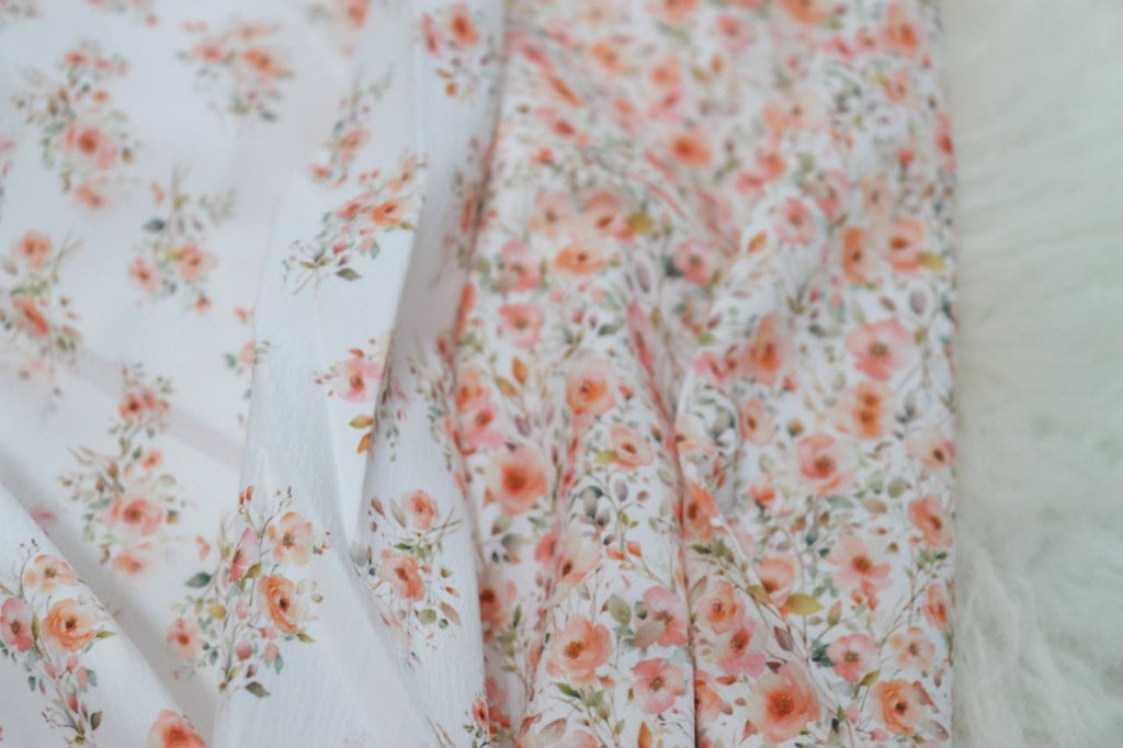 Peach Watercolor Floral Summer Crush by the half yard