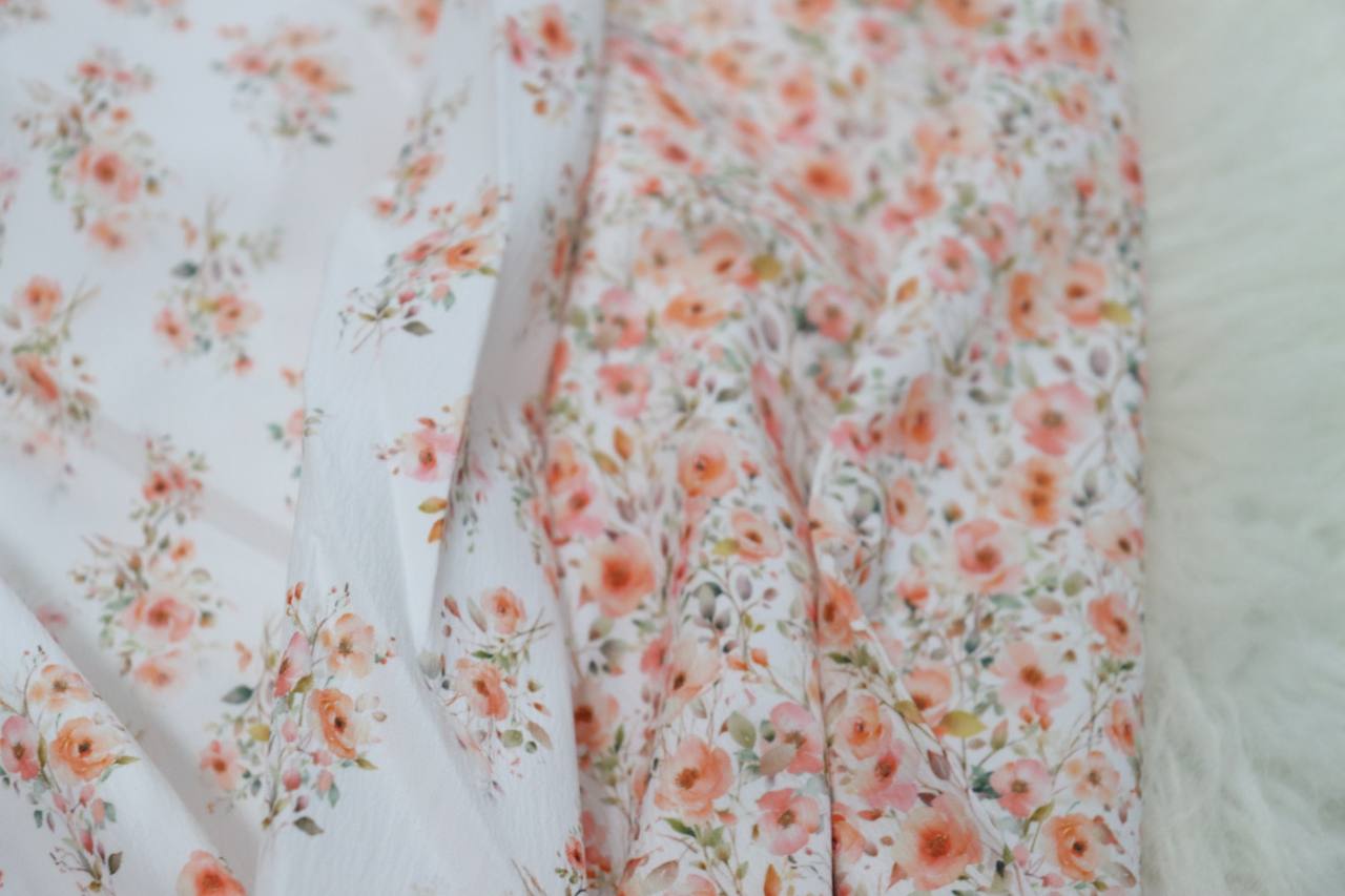 Peach Watercolor Floral Summer Crush by the half yard